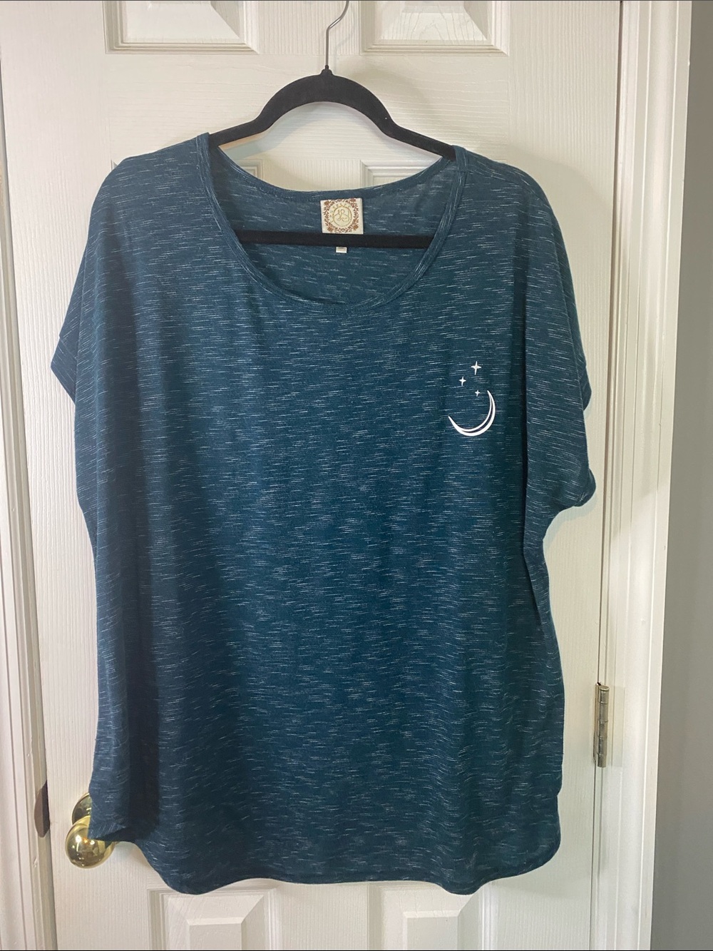 True Self Teal Heathered Crewneck Tee Celestial Size2X.
